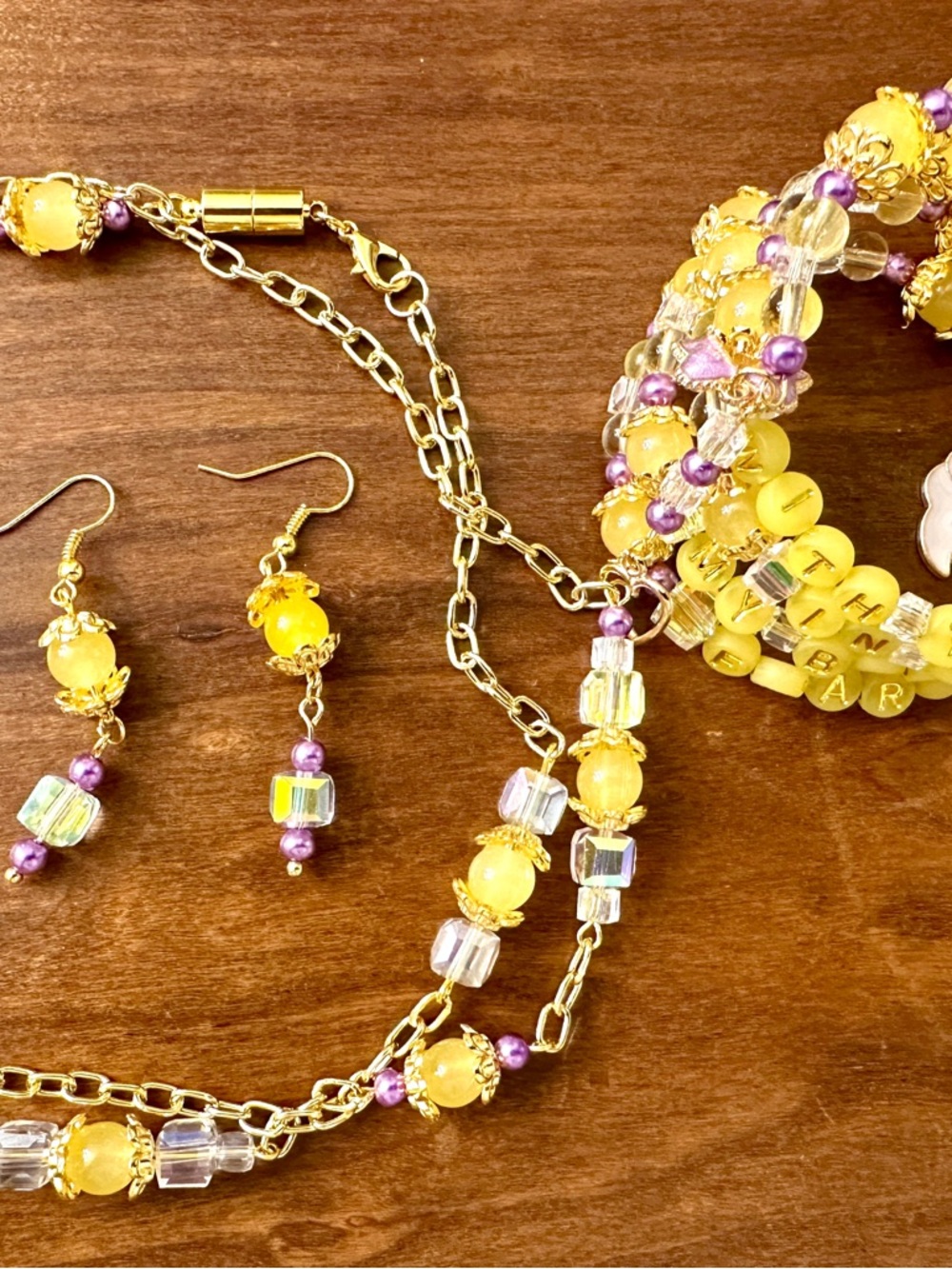 Handcrafted Yellow crystal Fearless 3 pc set coil bracelet Taylor Swift
